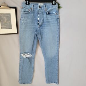 Agolde Riley High Rise Straight Crop Endeavor Denim Jean 25‎